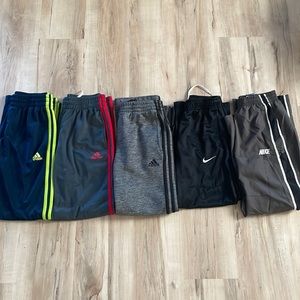 Lot of five boys sz M Nike and Adidas pants